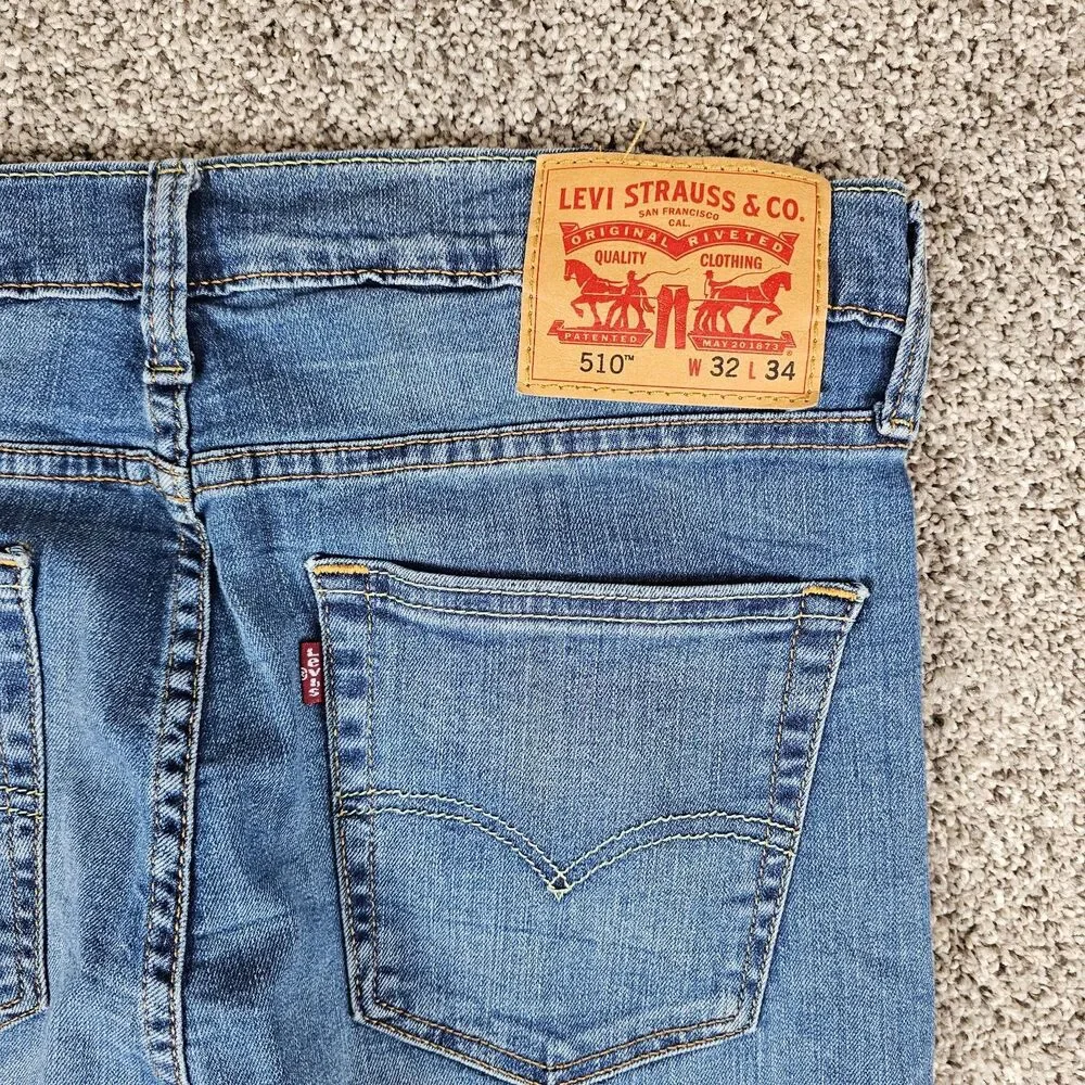 Levis 510 Jeans Mens 31x31 Slim Tapered Skinny Distressed Stretch Work Skate